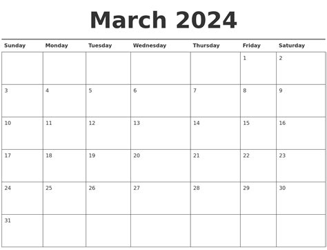 calendar 2024 march